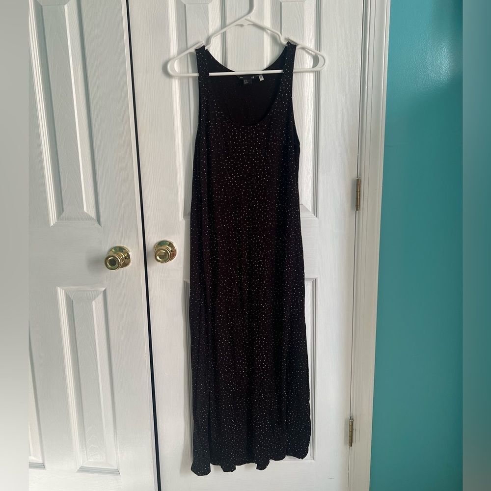 H&M Womens Medium Black and White‎ Polka Dot Viscose Maxi Dress